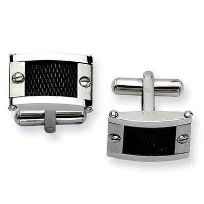 Black Mesh Inlay Cufflinks Stainless Steel SRC180 by Chisel, MPN: SRC180,