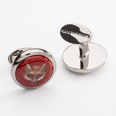 Halcyon Days Fox Head Red Round Palladium Cufflinks  CLFOX06RDP, MPN: CLFOX06RDP,
