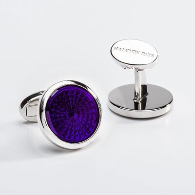 Halcyon Days Agama Engine Turned Deep Purple Sterling Silver Cufflinks  CLAGA13RDS, MPN: CLAGA13RDS,