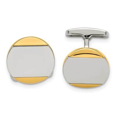 Yellow Ip-Plated Circle Cufflinks Stainless Steel Polished SRC422, MPN: SRC422, 883957746906