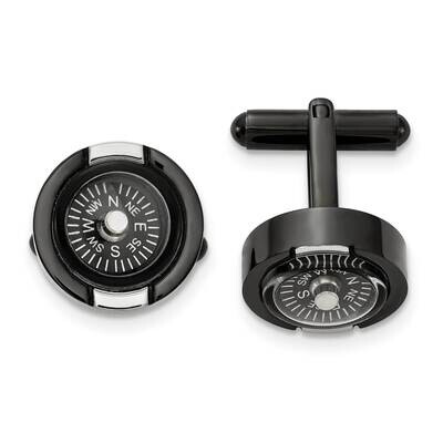 Black Ip-Plated Functional Compass Cufflinks Stainless Steel Polished SRC416, MPN: SRC416, 19110177…