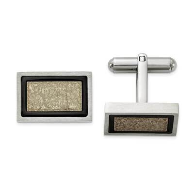 Textured Black Yellow Ip-Plated Cufflinks Stainless Steel Brushed SRC413, MPN: SRC413, 883957746715