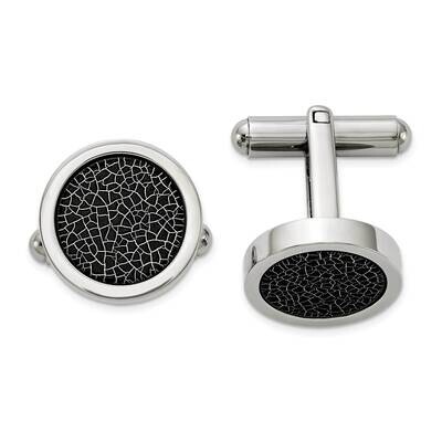 Black Stoving Varnish Cufflinks Stainless Steel Polished SRC410, MPN: SRC410, 883957746593