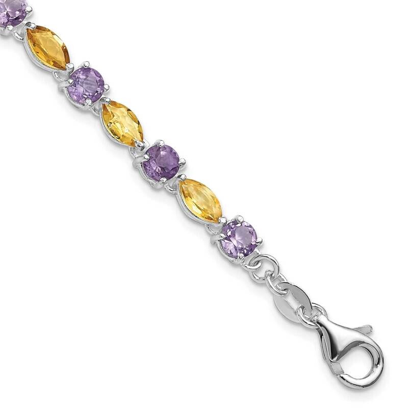 Sterling Silver Amethyst & Citrine with 1 ext Bracelet SSCMEI18292