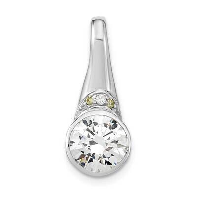 Sterling Silver Rhodium-plated with CZ and Peridot Pendant SSCMEI18238