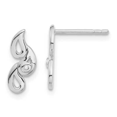 Sterling Silver White Ice Diamond Raindrop Post Earrings SSCMEI18227