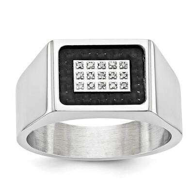 Stainless Steel CRBFBR 1/20CT Rd Dia GTS Ring STR907-9.5