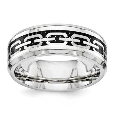 Stainless Steel GTS 8mm Carbon Chain Ctr Ring STR1029-14.5