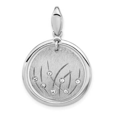 Sterling Silver Polished and Brushed Crystal Pendant SSCMEI18204