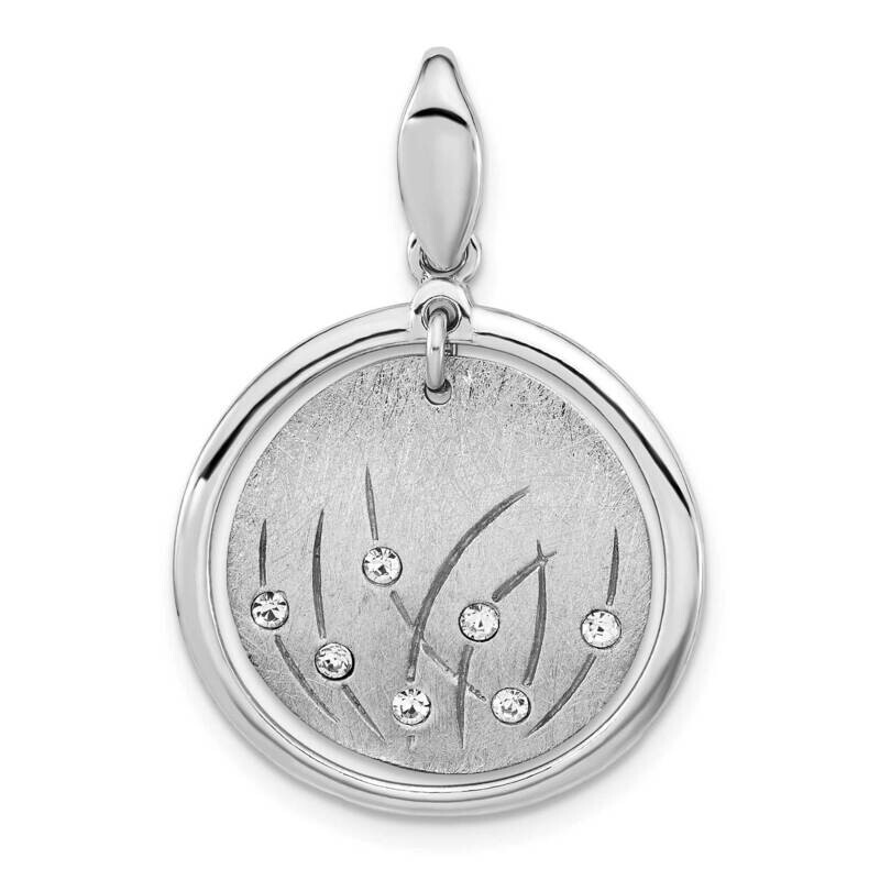 Sterling Silver Polished and Brushed Crystal Pendant SSCMEI18204