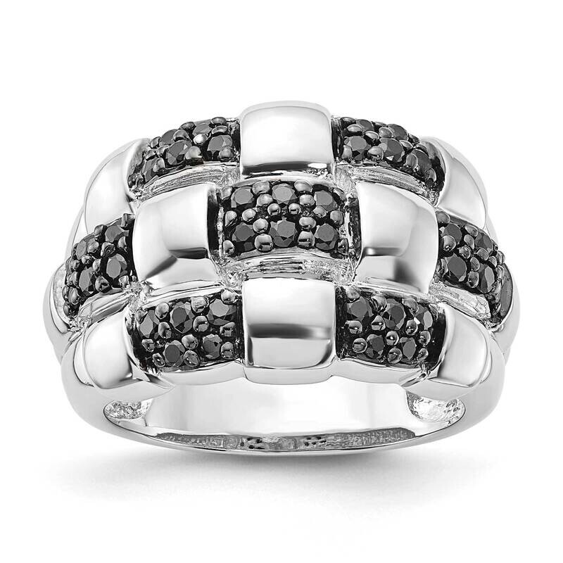 Sterling Silver Polished Black CZ Checkered Pattern Ring SSCMEI18201-8