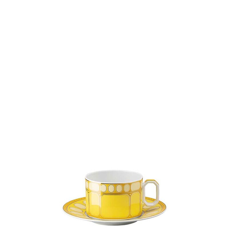 Rosenthal Swarovski Signum Tea Cup 8 oz &amp; Saucer 6 Inch Jonquil Yellow 10570-426352-14640