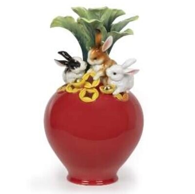 Franz Porcelain Great Ambition Rabbit Design Sculptured Porcelain Vase FZ03956, MPN: FZ03956,