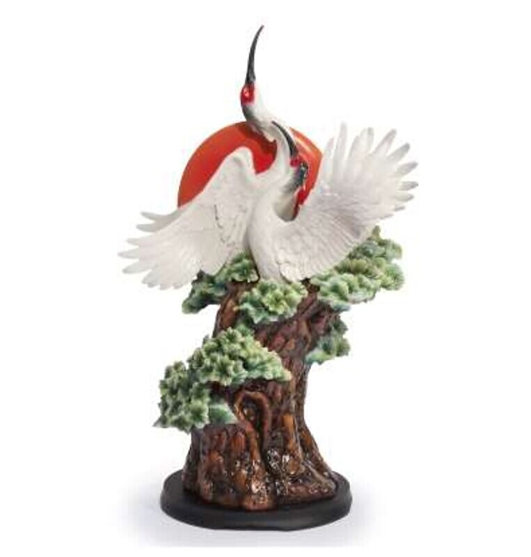 Franz Porcelain Divine Gift Crested Ibis Design Sculptured Porcelain Figurine With Wooden Base FZ03938