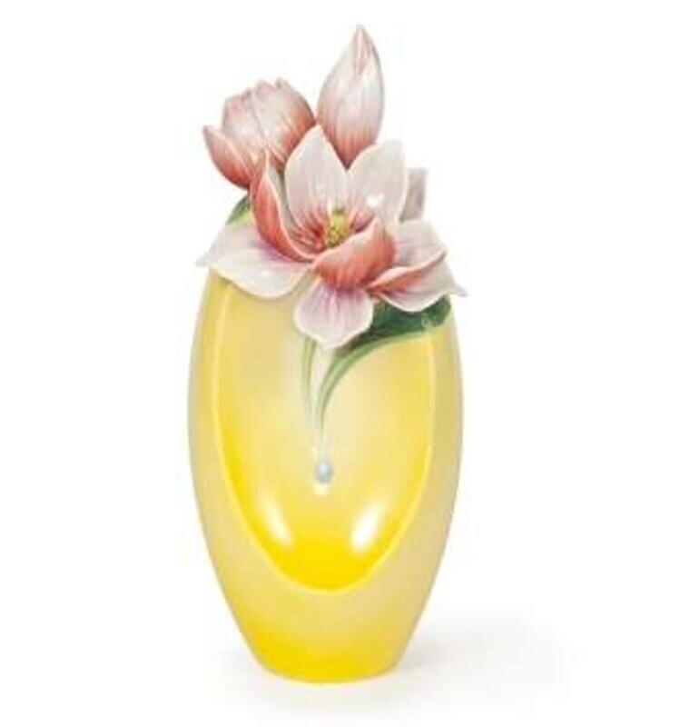 Franz Porcelain Blossom With Prosperity Gardenia Design Sculptured Porcelain Vase FZ03936