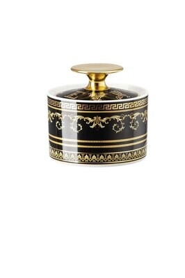 Versace Virtus Gala Black Sugar Bowl Covered, MPN: 19335-403729-14330, 790955188396