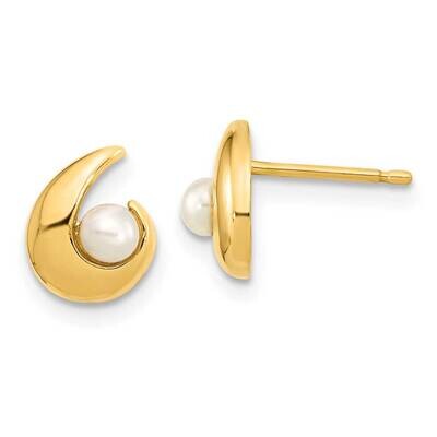 3.5mm Freshwater Cultured Pearl Post Earrings 14k Gold Polished SE3047 by Madi K, MPN: SE3047, 8839…