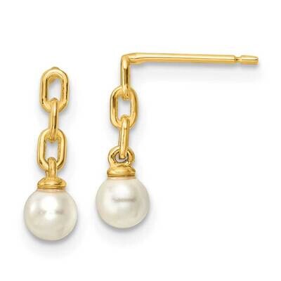 4mm Acrylic Bead Post Dangle Earrings 14k Gold Polished SE3043 by Madi K, MPN: SE3043, 883957981895