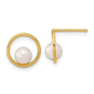 Open Circle 5mm Freshwater Cultured Pearl Post Earrings 14k Gold SE3041 by Madi K, MPN: SE3041, 883…