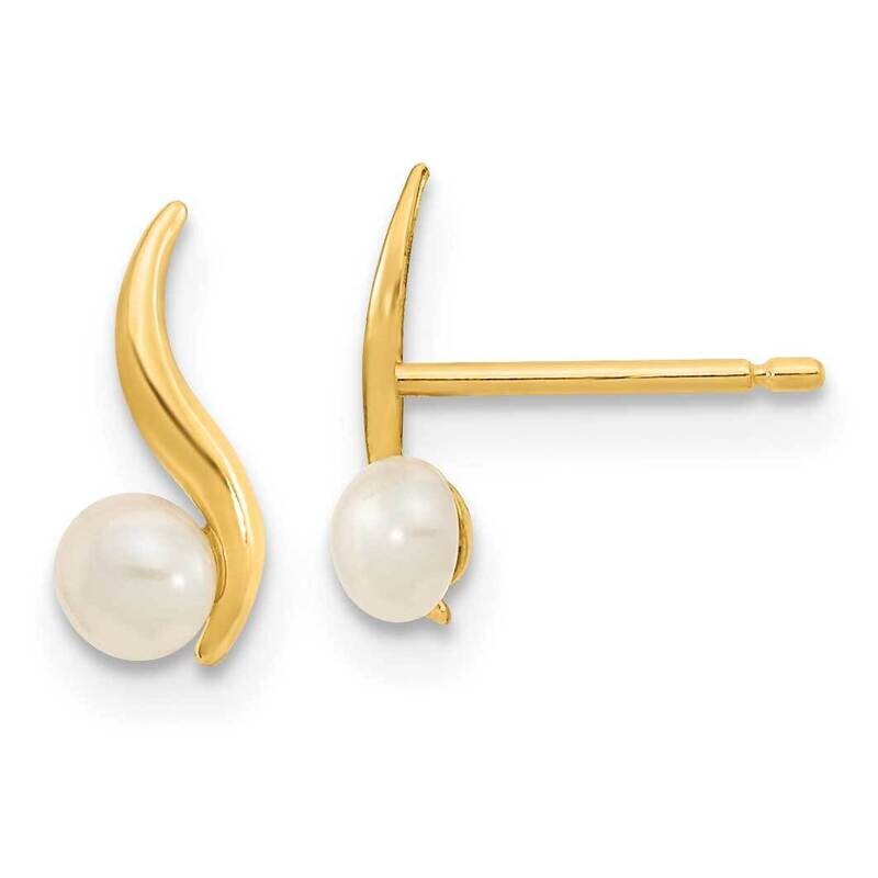 3.25mm Freshwater Cultured Pearl Post Earrings 14k Gold Polished SE3040