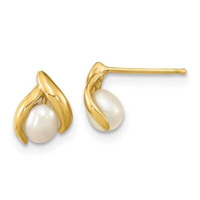 4-5mm Rice White Cultured Freshwater Pearl Earrings 14k Gold SE3037 by Madi K, MPN: SE3037, 8839579…
