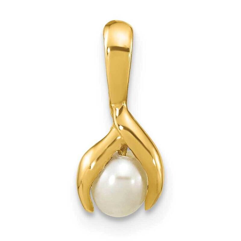4-5mm Rice White Cultured Freshwater Pearl Pendant 14k Gold SE3034