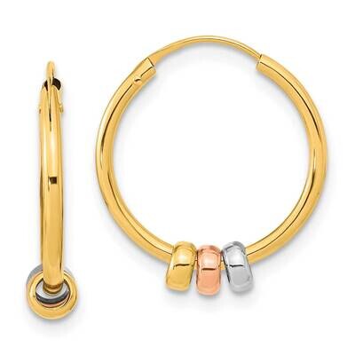 Tri-Color Three Bead Hoop Earrings 14k Gold SE3033 by Madi K, MPN: SE3033, 883957981642