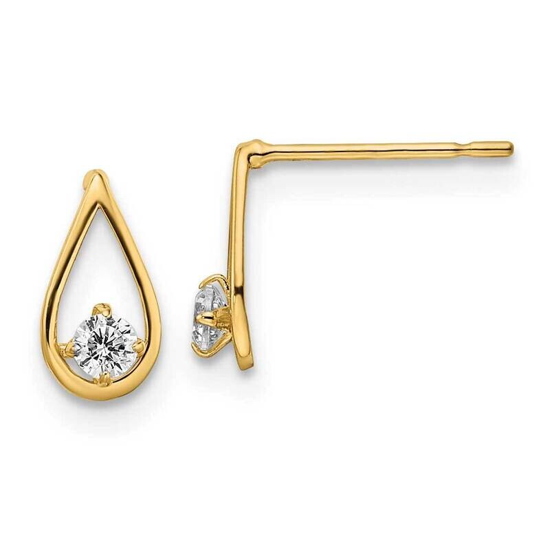 Teardrop Post Earrings 14k Gold CZ Diamond SE3031