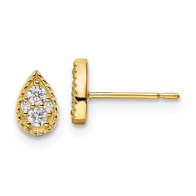 Teardrop Post Earrings 14k Gold CZ Diamond SE3024 by Madi K, MPN: SE3024, 883957981024