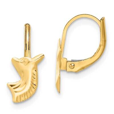 Left and Right Horse Leverback Earrings 14k Gold Polished SE3023 by Madi K, MPN: SE3023, 8839579809…