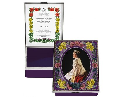 Halcyon Days HM Queen Elizabeth ll by Richard Stone Prestige Enamel Box LE 100 ENQRS1314LG, MPN: EN…