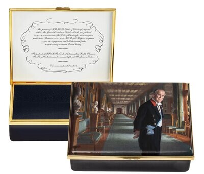 Halcyon Days HRH The Duke of Edinburgh by RH LE 100 Leather Enamel Box ENDOE1114LG, MPN: ENDOE1114L…