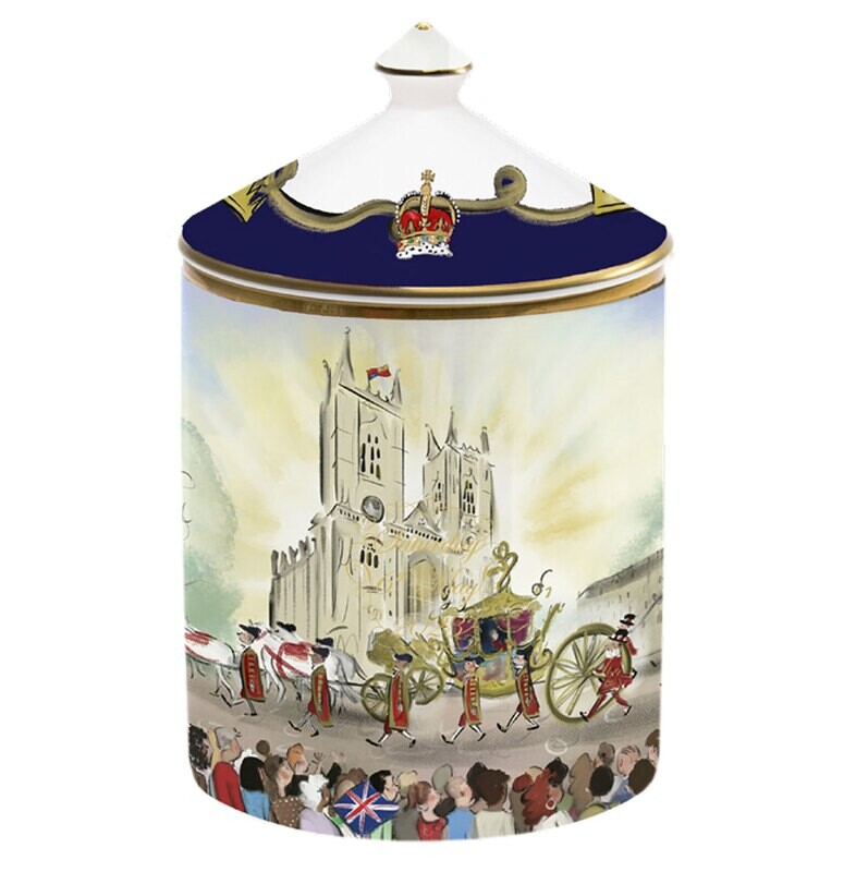 Halcyon Days TR Coronation at Westminster Abbey Lidded Candle Scent Sandlewood & Vetiver BCCWA01LCG