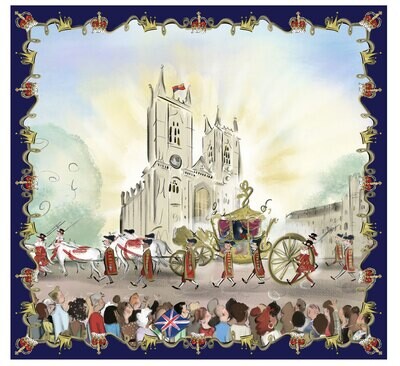 Halcyon Days TR Coronation at Westminster Abbey 90x90cm 100% Silk Scarf SACWA01SS90, MPN: SACWA01SS…