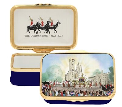 Halcyon Days TR Coronation at Westminster Abbey Enamel Box ENCWA1123G, MPN: ENCWA1123G,