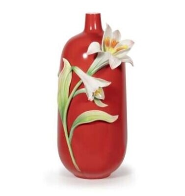 Franz Porcelain Accumulate Fortune Lily Design Sculptured Porcelain Vase FZ03857, MPN: FZ03857,