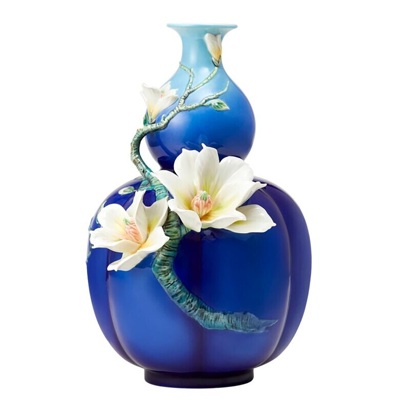 Franz Porcelain Yulan Magnolia Design Sculptured Porcelain Vase FZ03807