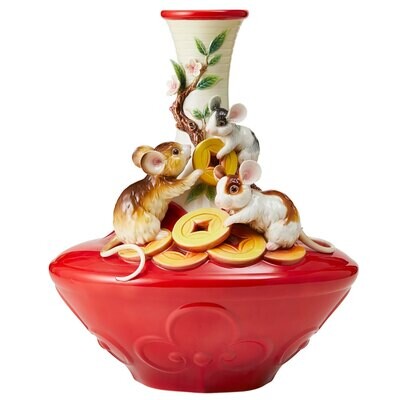 Franz Porcelain A Prosperous Future Mice Design Sculptured Porcelain Vase FZ03854, MPN: FZ03854,