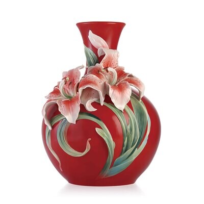 Franz Porcelain Harmonious Joy-Lily Design Sculptured Porcelain Vase FZ03176, MPN: FZ03176,
