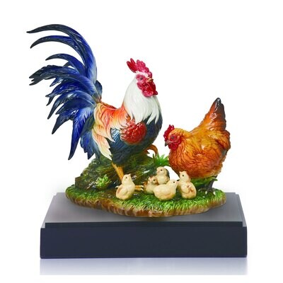 Franz Porcelain Chicken Family Design Sculptured Porcelain Figurine With Wooden Base FZ03819, MPN: …