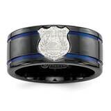 Edward Mirell Black Ti Blue with  SS Police Shield Tag 10mm Band Anodized EMR342 by Edward Mirell, …