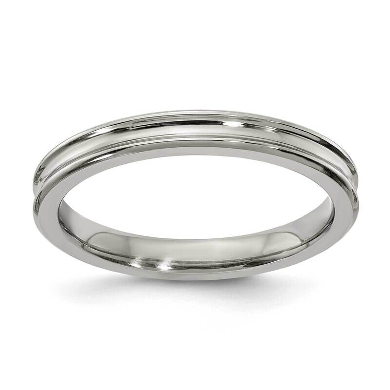 Edward Mirell Gray Ti Polished Concave 3mm Engravable Band EMR364-3MM