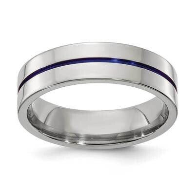Edward Mirell Gray Titanium 6mm Blue Anodized Flat Engravable Band EMR360-6MM by Edward Mirell, MPN…