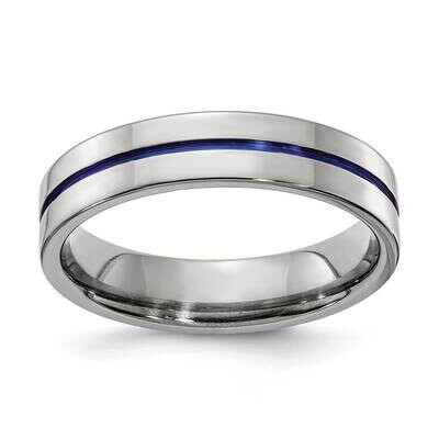 Edward Mirell Gray Titanium 5mm Blue Anodized Flat Engravable Band EMR360-5MM by Edward Mirell, MPN…