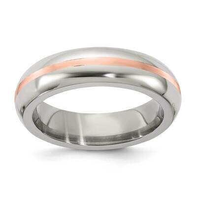 Edward Mirell Titanium and 14K Rose Gold Inlay Brushed 6mm Engravable Band EMR359 by Edward Mirell,…