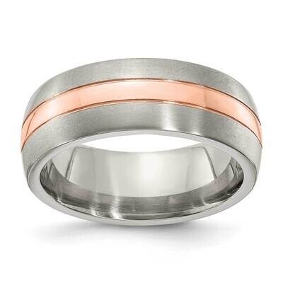 Edward Mirell Titanium with 14K Rose Gold Inlay 8mm Engravable Band EMR357-8MM by Edward Mirell, MP…