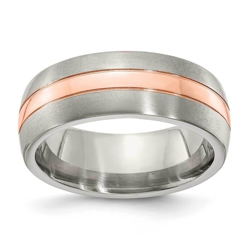 Edward Mirell Titanium with 14K Rose Gold Inlay 8mm Engravable Band EMR357-8MM