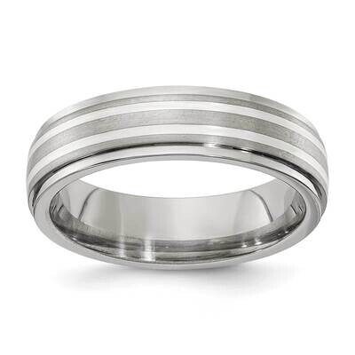 Edward Mirell Gray Ti with Sterling Silver Double Inlay 6mm Engravable Band EMR352 by Edward Mirell…
