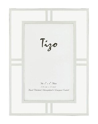 Tizo 4 x 6 Inch White Maze Silver-plated Photo Picture Frame 3106SWH46, MPN: 3106SWH46,