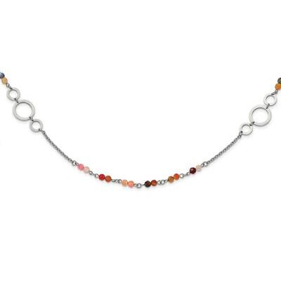 Multi-Colored Agate 35.5 Inch Necklace Stainless Steel Polished SRN3020-35.5 by Chisel, MPN: SRN302…